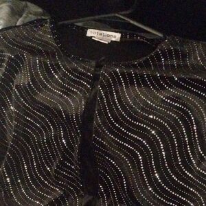 Black and silver vintage velvet women's XL long sleeve top